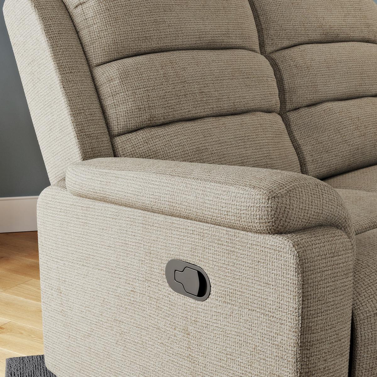 Taylor Chunky Chenille Manual Recliner Armchair, Dark Natural Natural – image 3