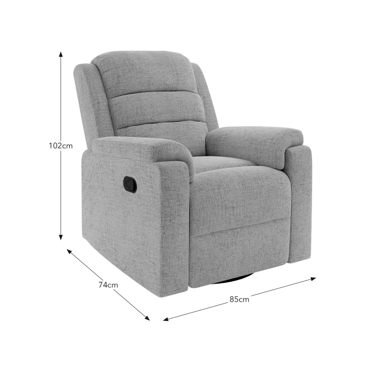 Taylor Chunky Chenille Manual Recliner Armchair, Dark Natural Natural – image 6
