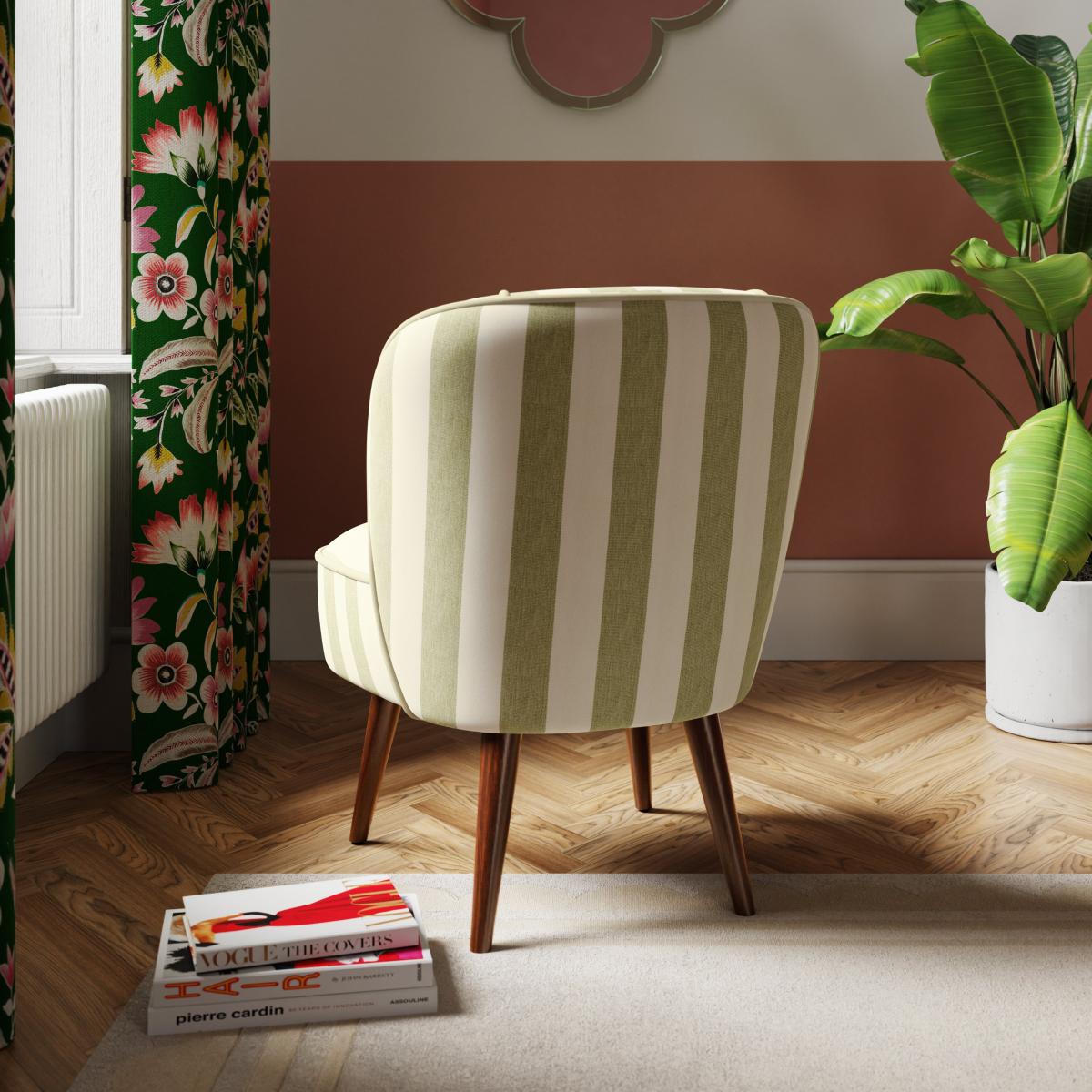 Elsie Striped Fabric Cocktail Chair Olive (Green) – image 5