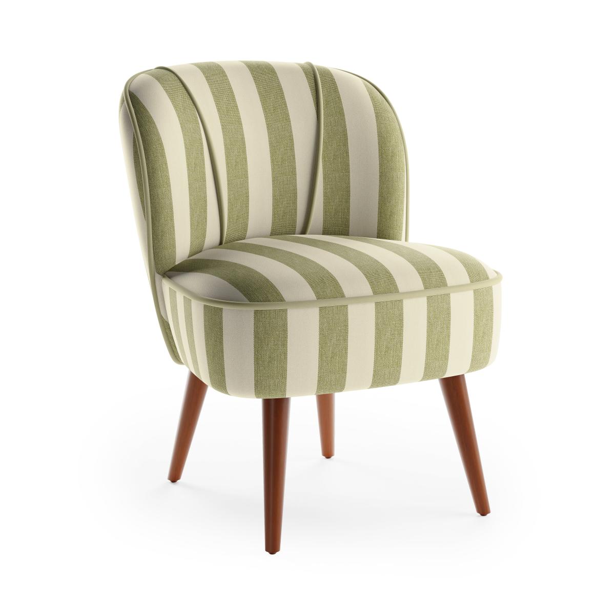 Elsie Striped Fabric Cocktail Chair Olive (Green) – image 6