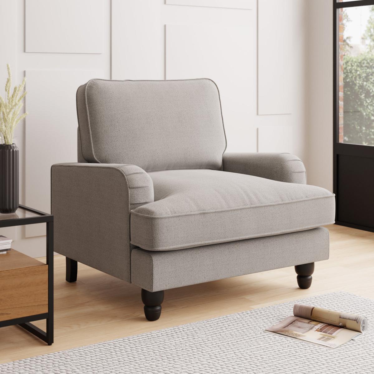 Beatrice Boucle Armchair Light Grey – image 1