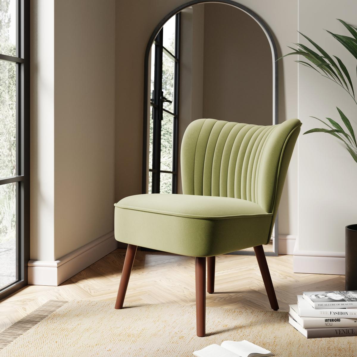 Camille Velvet Cocktail Chair Camille Soft Olive – image 2