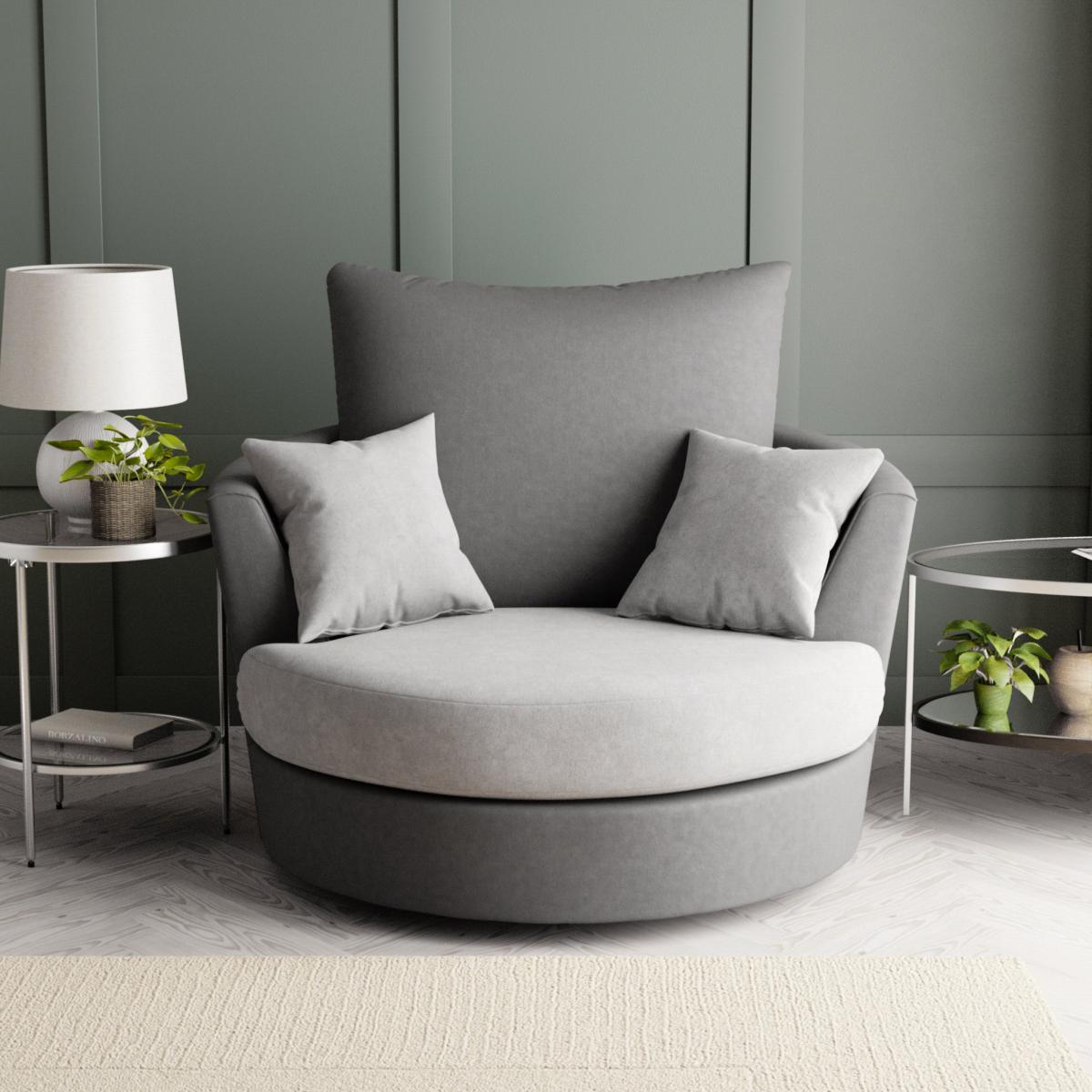 Blake Soft Faux Leather Combo Swivel Chair Soft Faux Leather Graphite – image 1