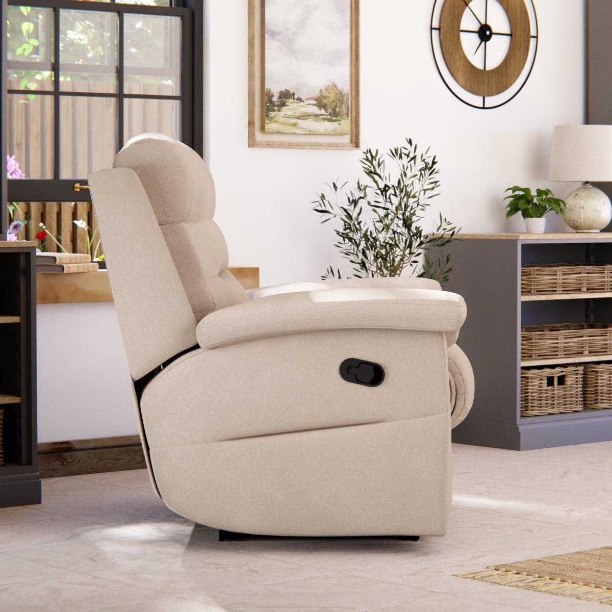 Lulworth Manual Recliner Armchair Chenille Sand – image 4