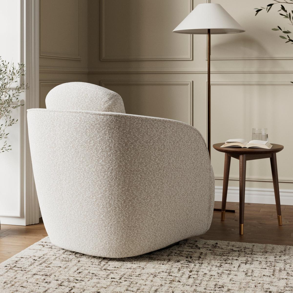 Wren Two Tone Boucle Swivel Chair – image 2
