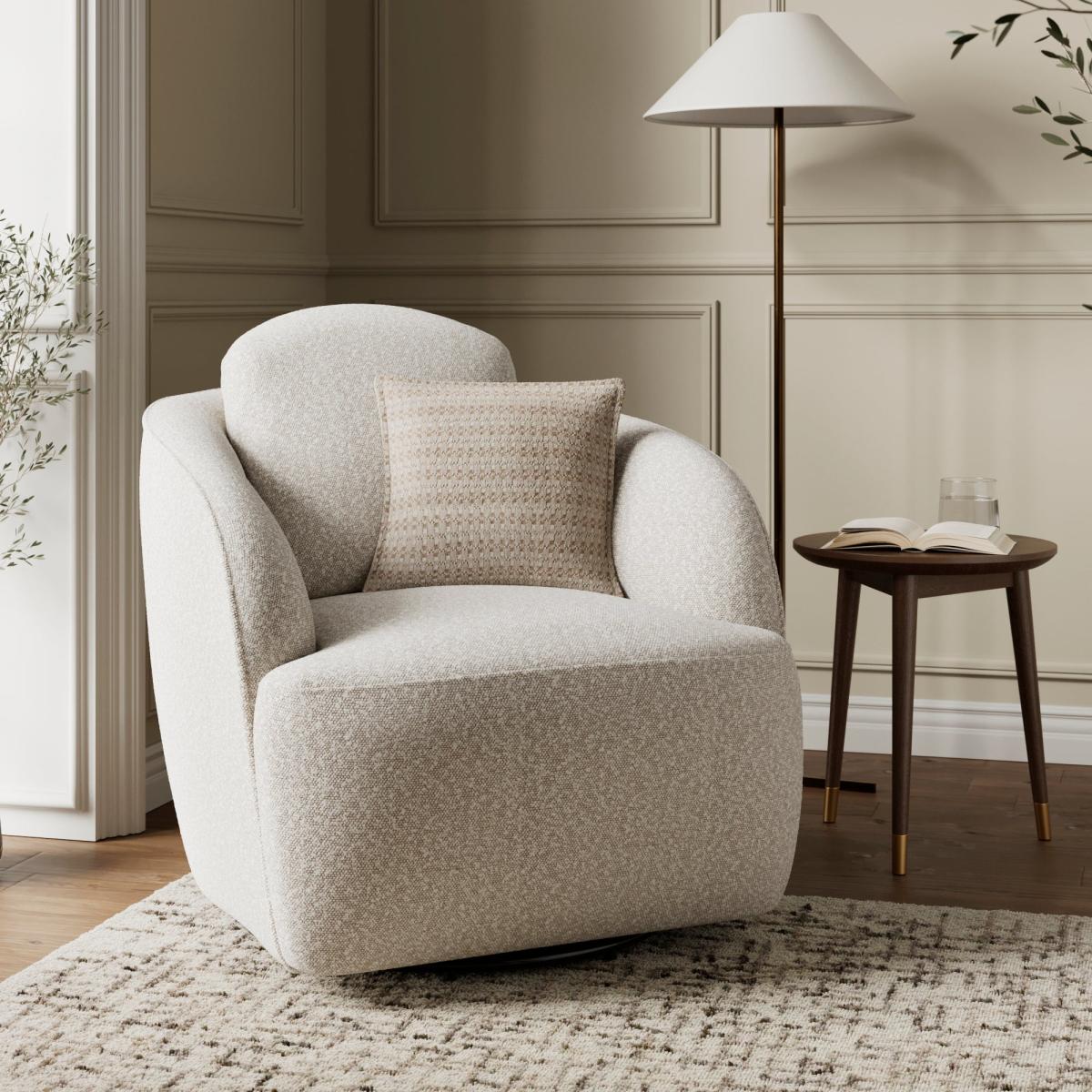 Wren Two Tone Boucle Swivel Chair – image 1