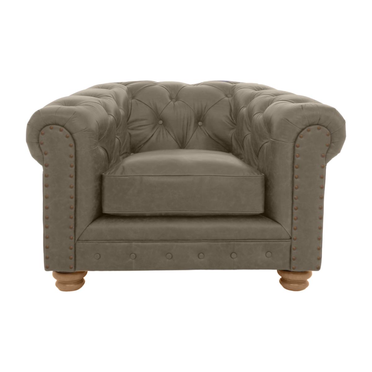Alexander and James - Hugo Leather Chesterfield Chair - Bluster with Studs - Oak Feet