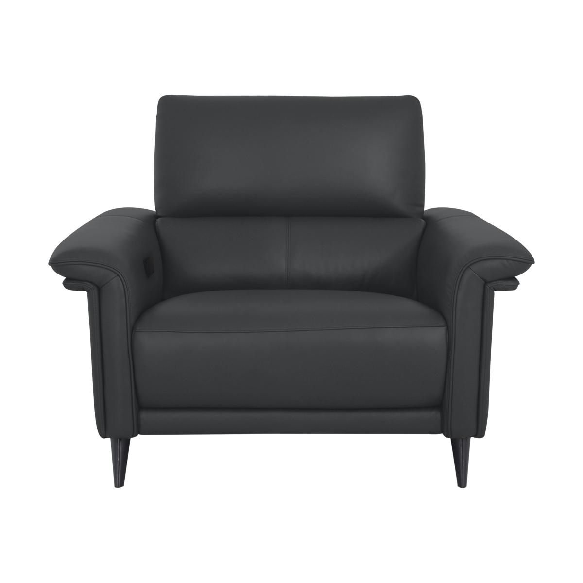 Domicil - Huxley Leather Power Recliner Chair with Telescopic Headrest - NN Shale Grey