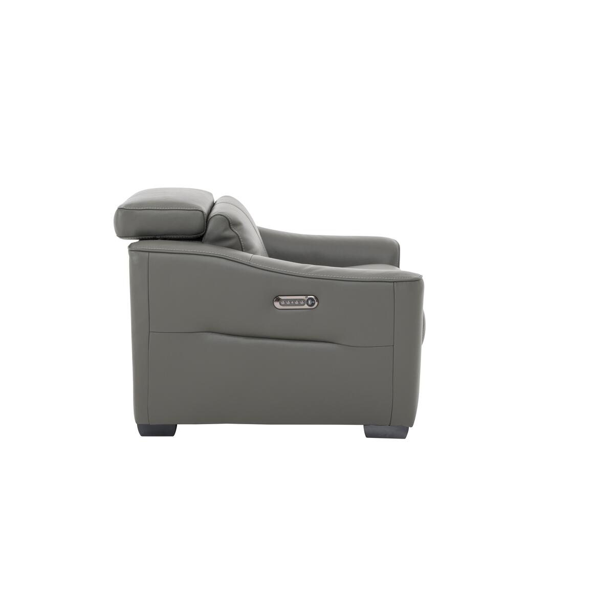 Xavier Leather Power Recliner Armchair with Power Headrest - Grey- World of Leather – image 3