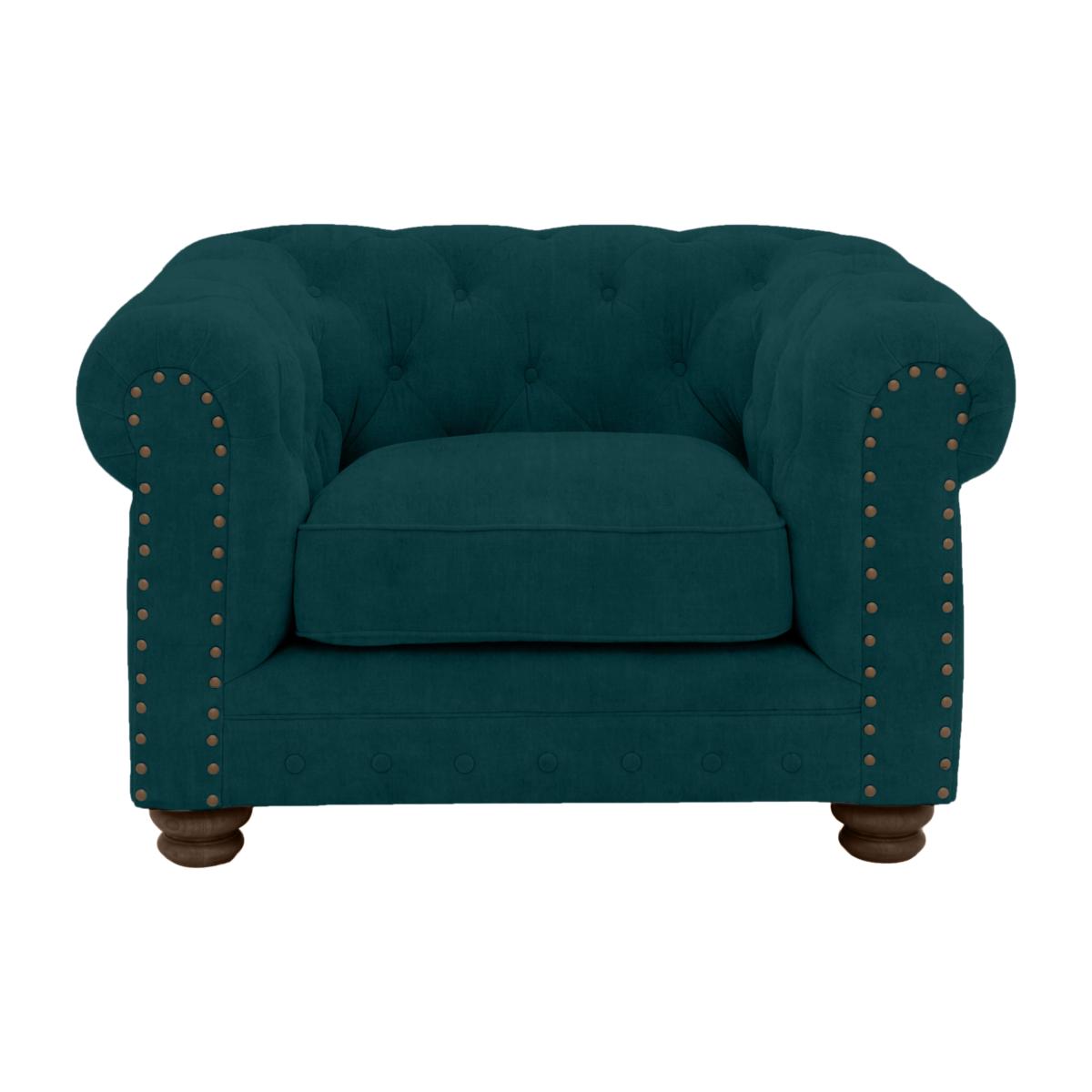 Alexander and James - Chesterfield Collection Hugo Fabric Chair - Peacock with Studs - Dark Feet