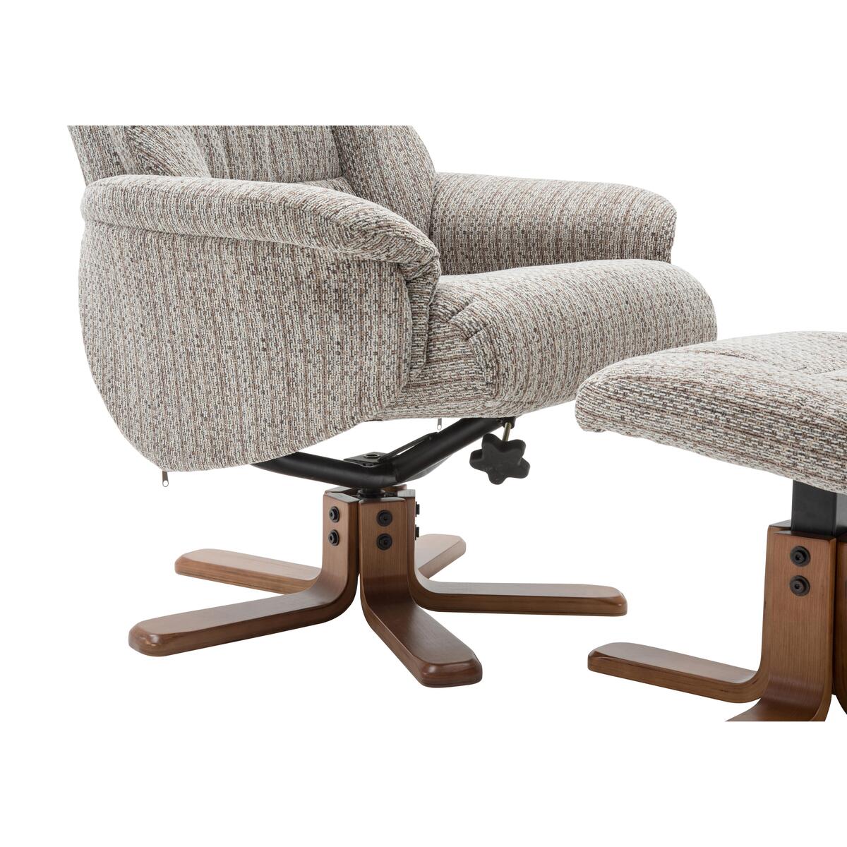 Galway Fabric Swivel Recliner Armchair with Footstool - Mink – image 6
