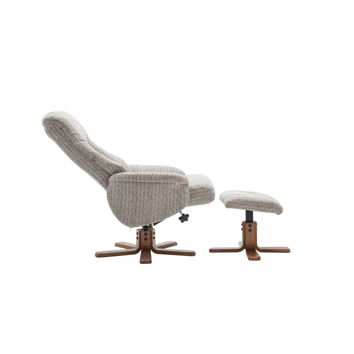 Galway Fabric Swivel Recliner Armchair with Footstool - Mink – image 8
