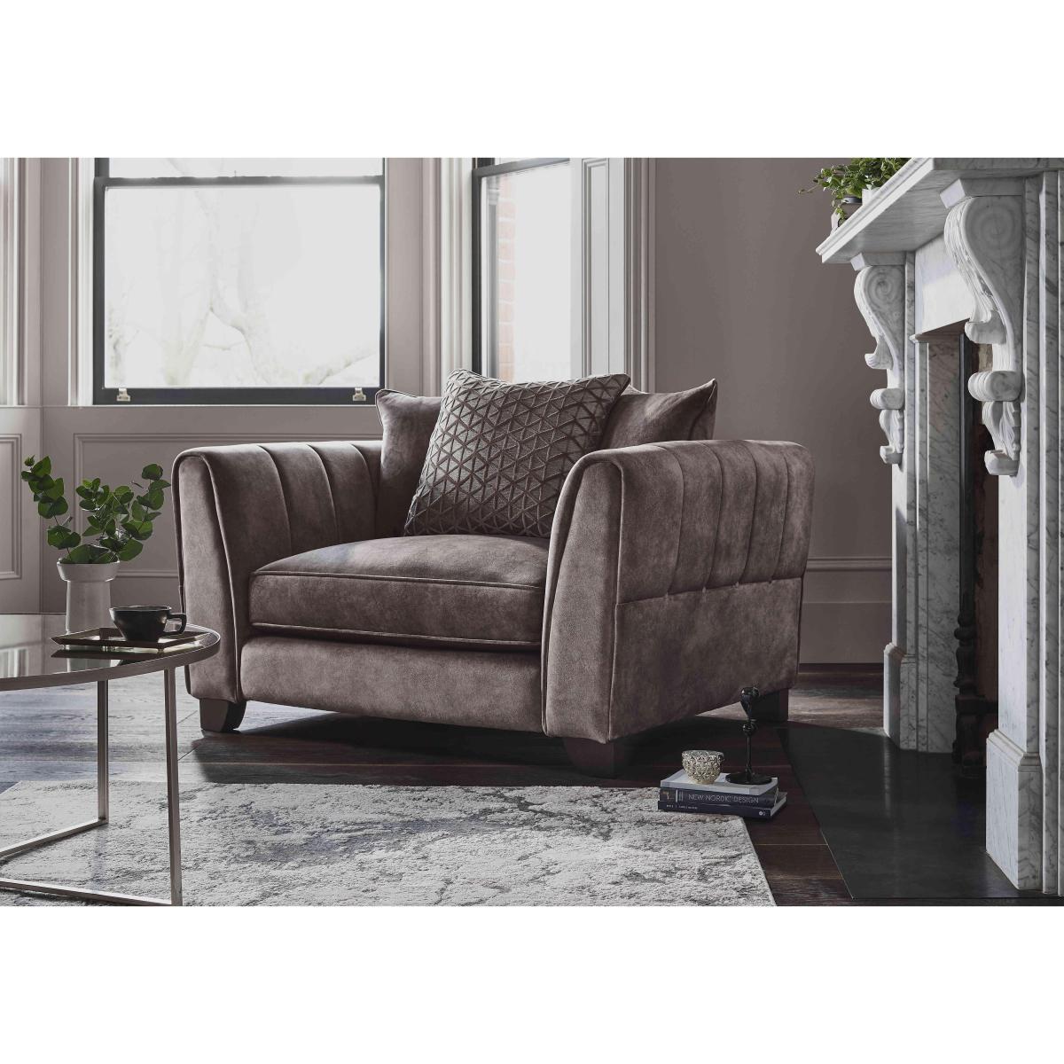 Ariana Pillow Back Fabric Snuggler Chair - Beige – image 2