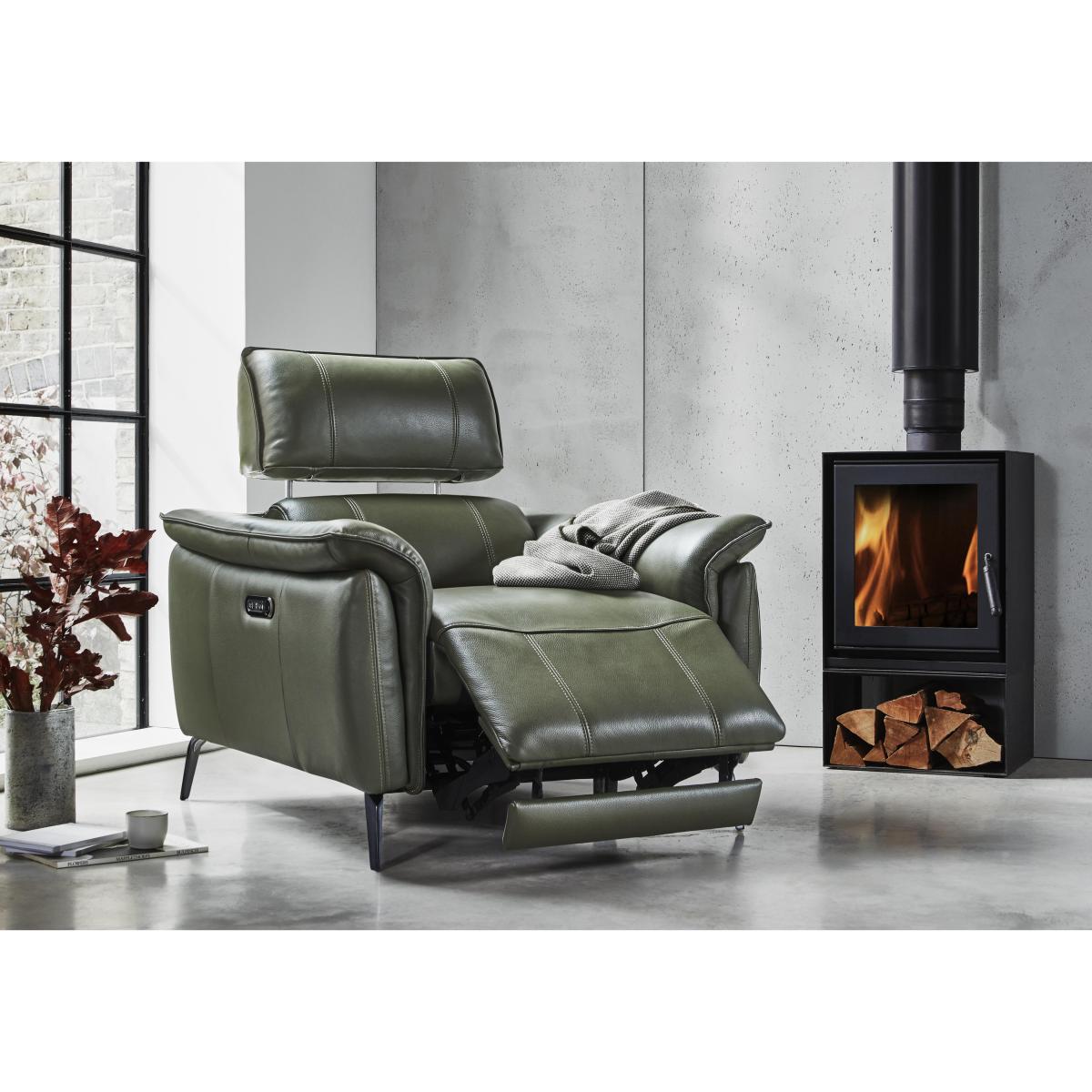 Jude Leather Armchair with Power Recliner - Montana Storm – image 2