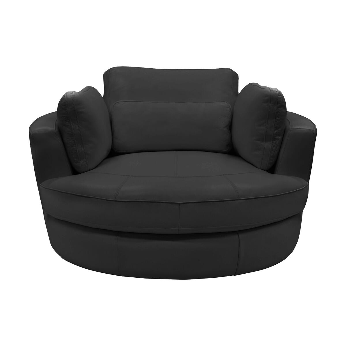 Ronda Leather Swivel Armchair - Black – image 1