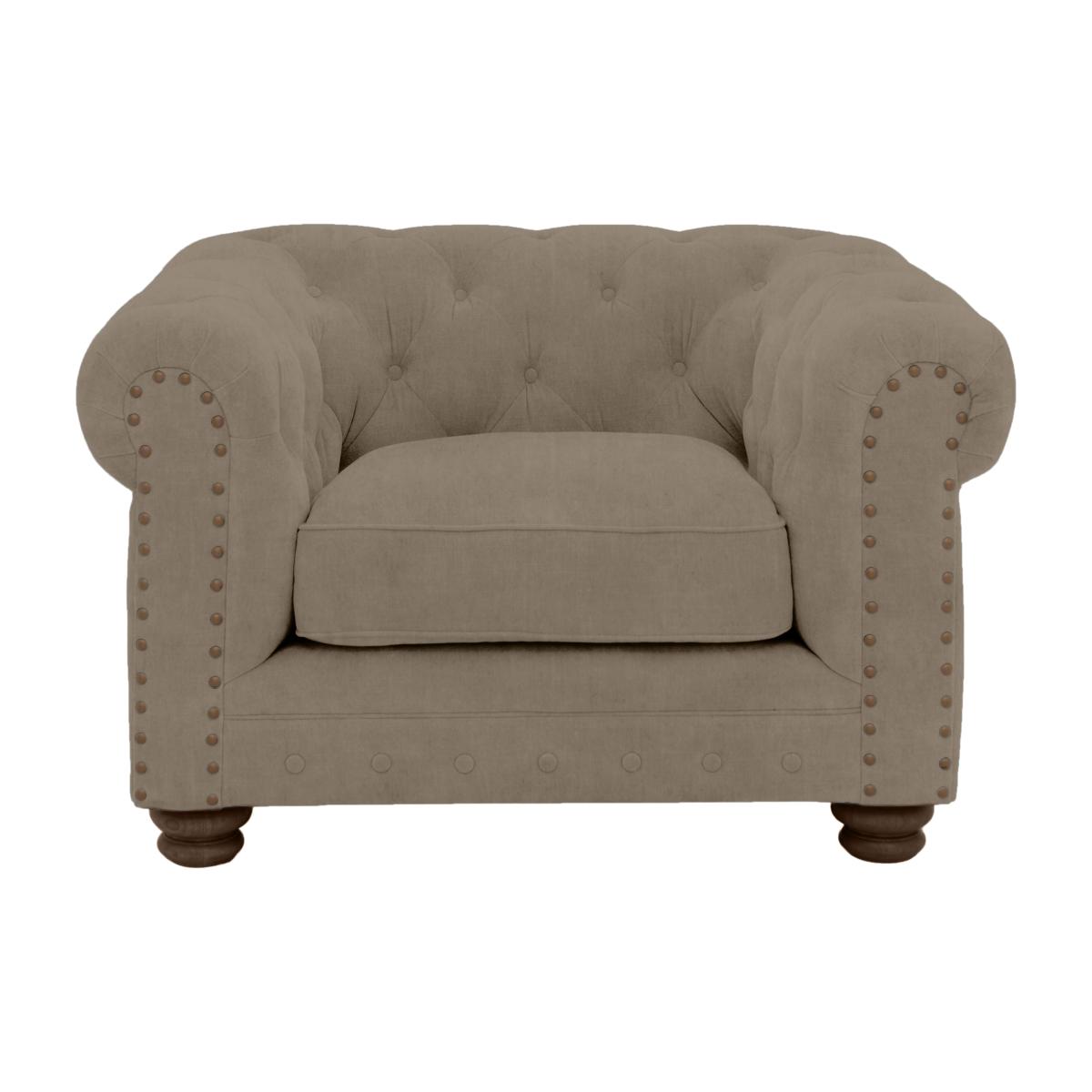Alexander and James - Chesterfield Collection Hugo Fabric Chair - Mouse with Studs - Dark Feet