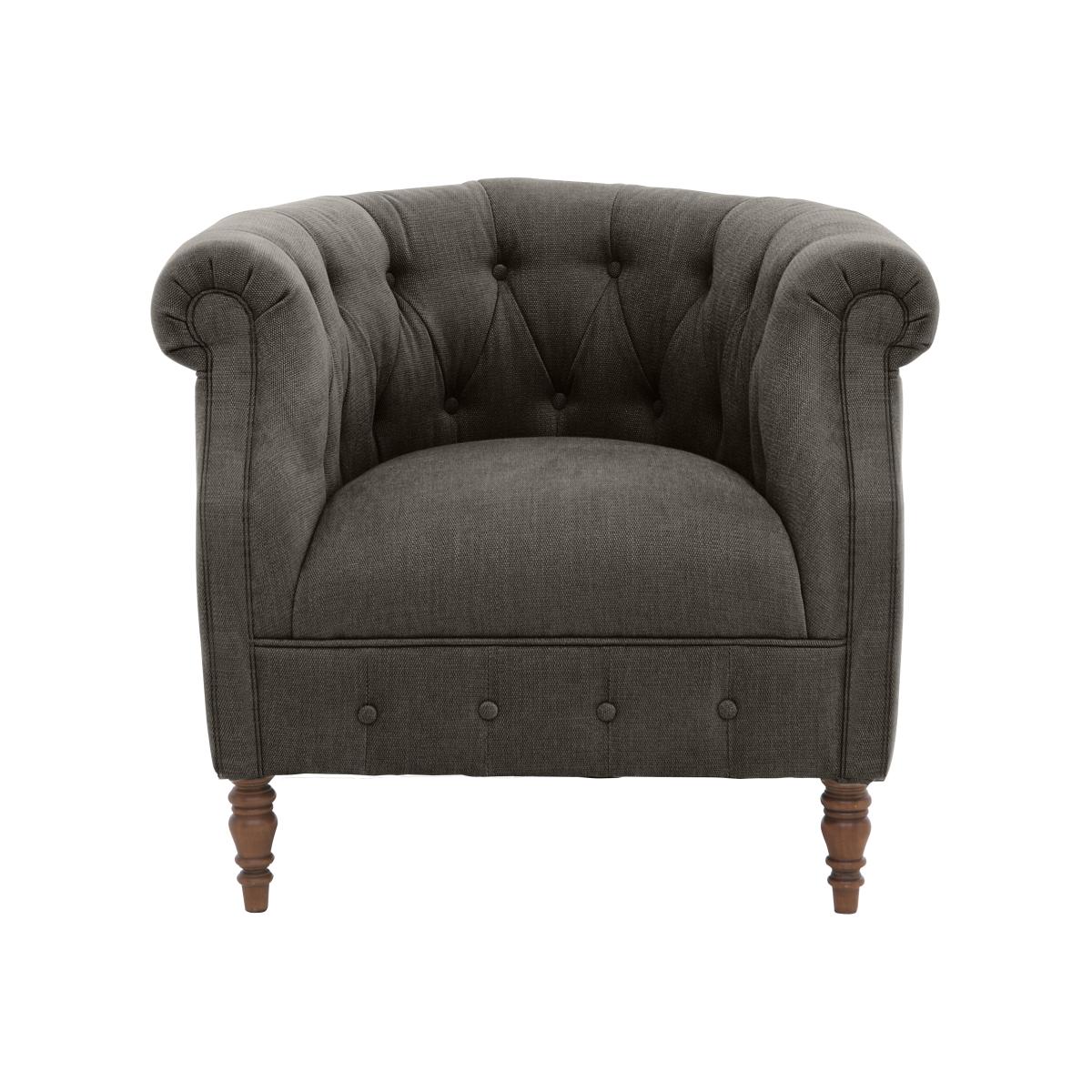 Alexander and James - Chesterfield Collection Calvin Fabric Chair - Linen Grey - Dark Feet