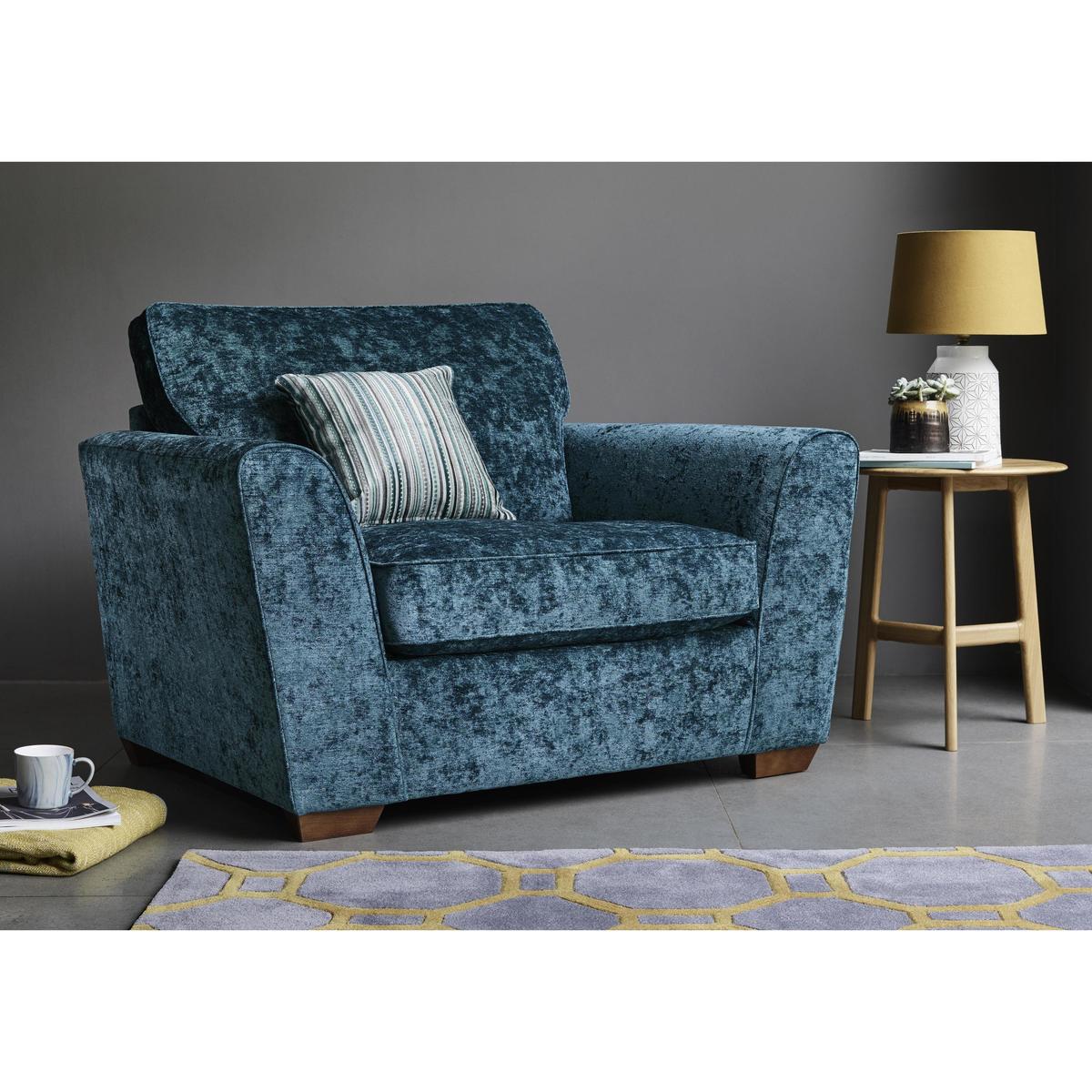 Oxford Street Fabric Snuggle Chair Sofa Bed - Teal - By Furniture Village – image 3