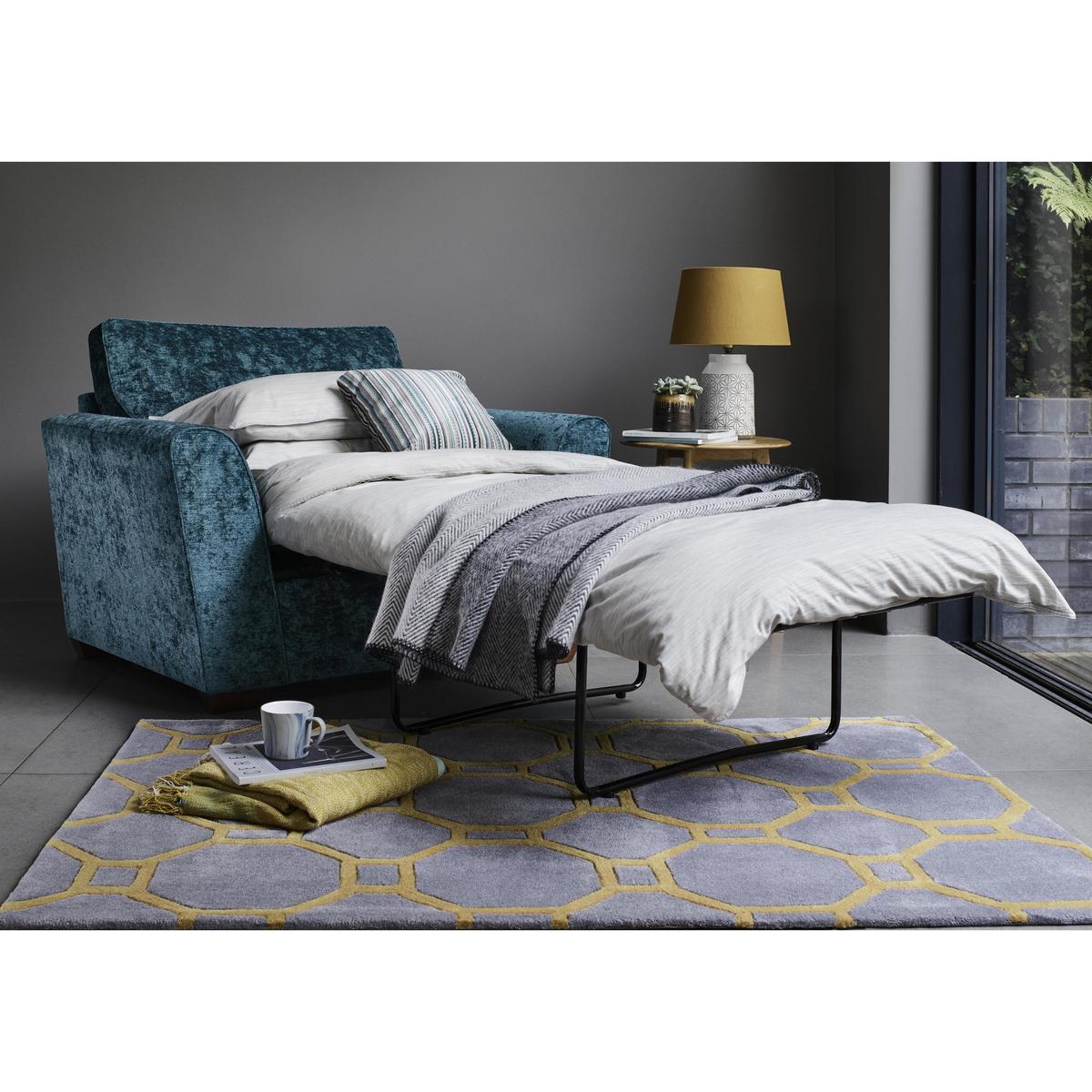 Oxford Street Fabric Snuggle Chair Sofa Bed - Teal - By Furniture Village – image 4
