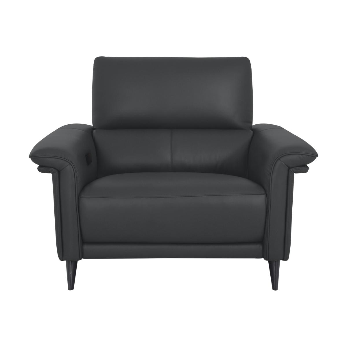 Domicil - Huxley Leather Power Recliner Chair with Telescopic Headrest - NP Shale Grey