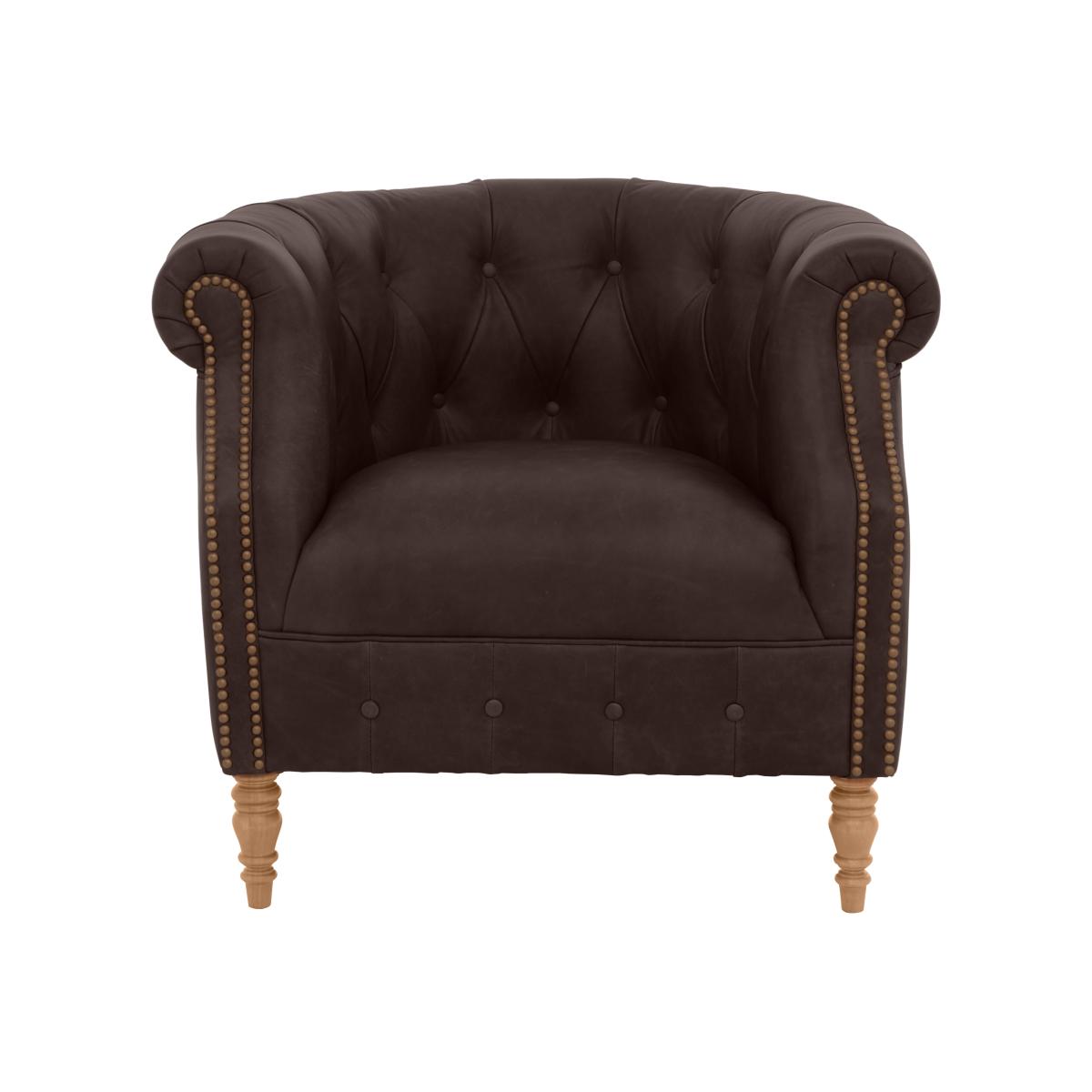 Alexander and James - Chesterfield Collection Calvin Leather Chair - Cake with Studs - Oak Feet