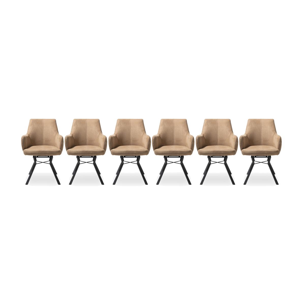 Habufa - Cleveland Set of 6 Swivel Dining Armchairs - Cognac – image 1