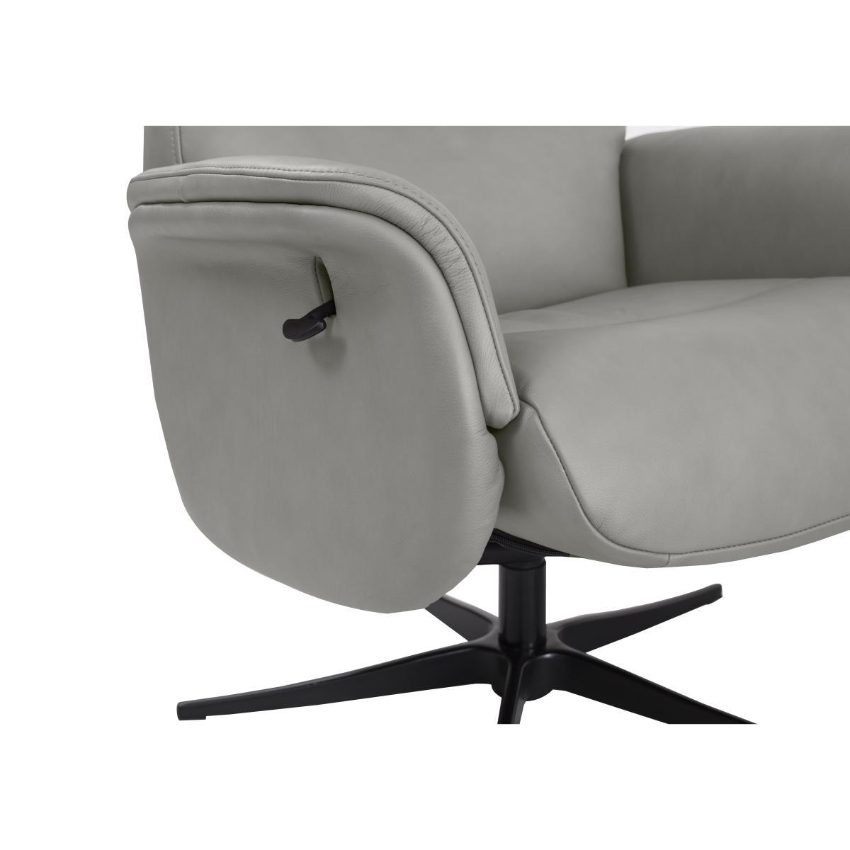 Marseille Leather Swivel Recliner Chair and Footstool - Grey – image 5
