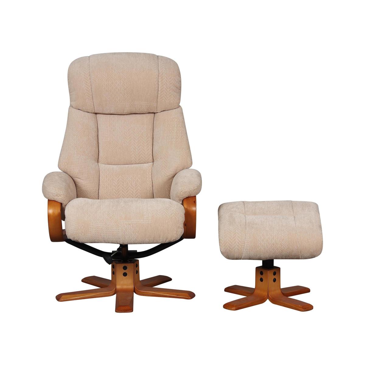 Munich Fabric Swivel Recliner Armchair with Footstool - By Furniture Village – image 1