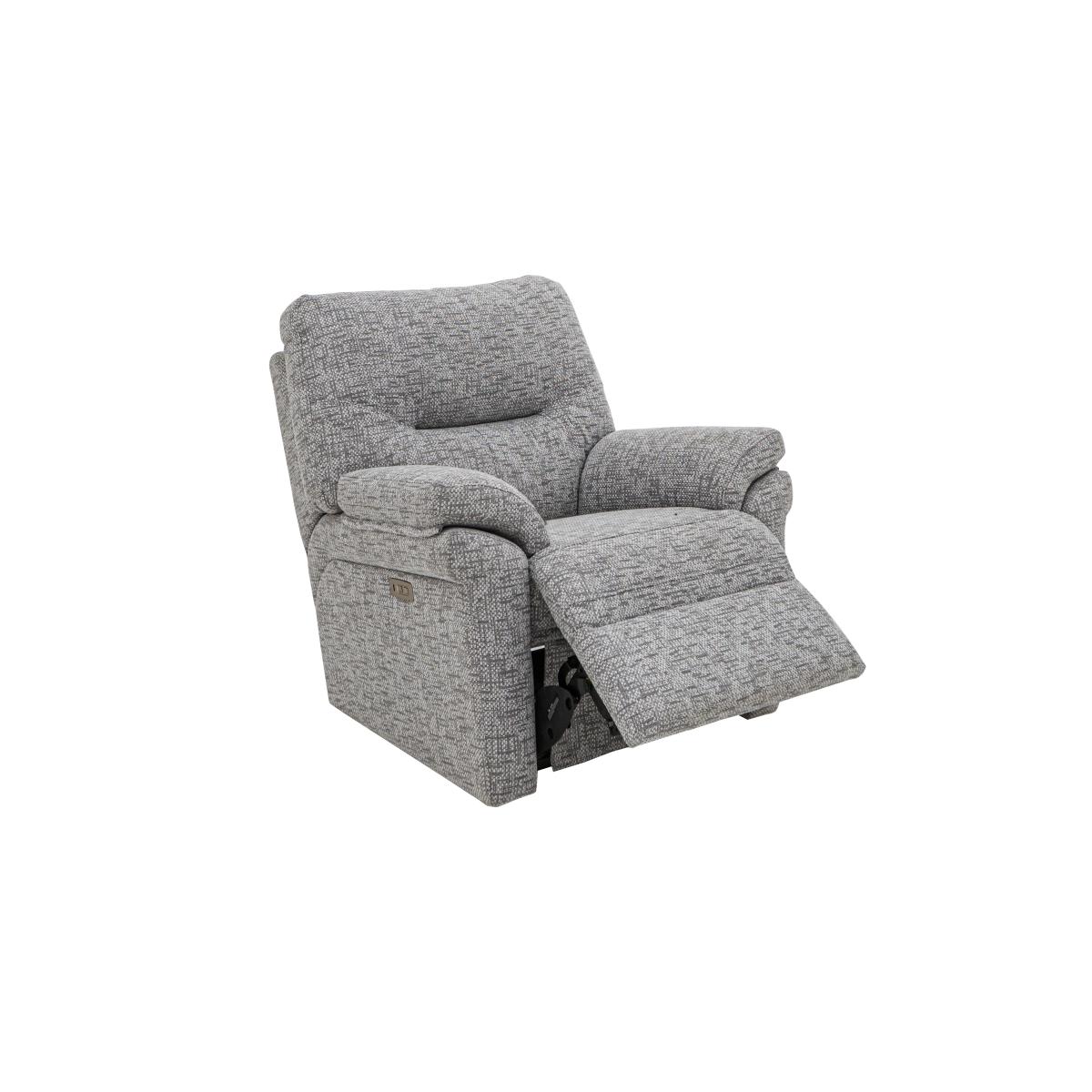G Plan - Seattle Fabric Power Recliner Armchair with Power Lumbar - Checkers Smoke – image 3