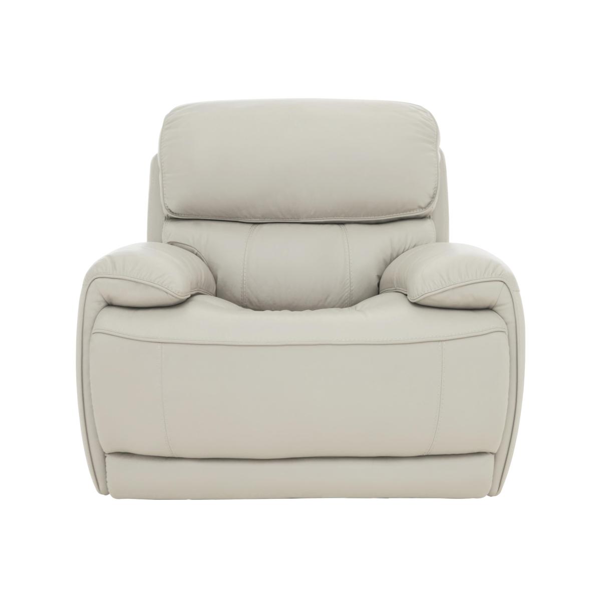 Relax Station Rocco BV Leather Power Rocker Manual Recliner Armchair with Headrests - Silver Grey