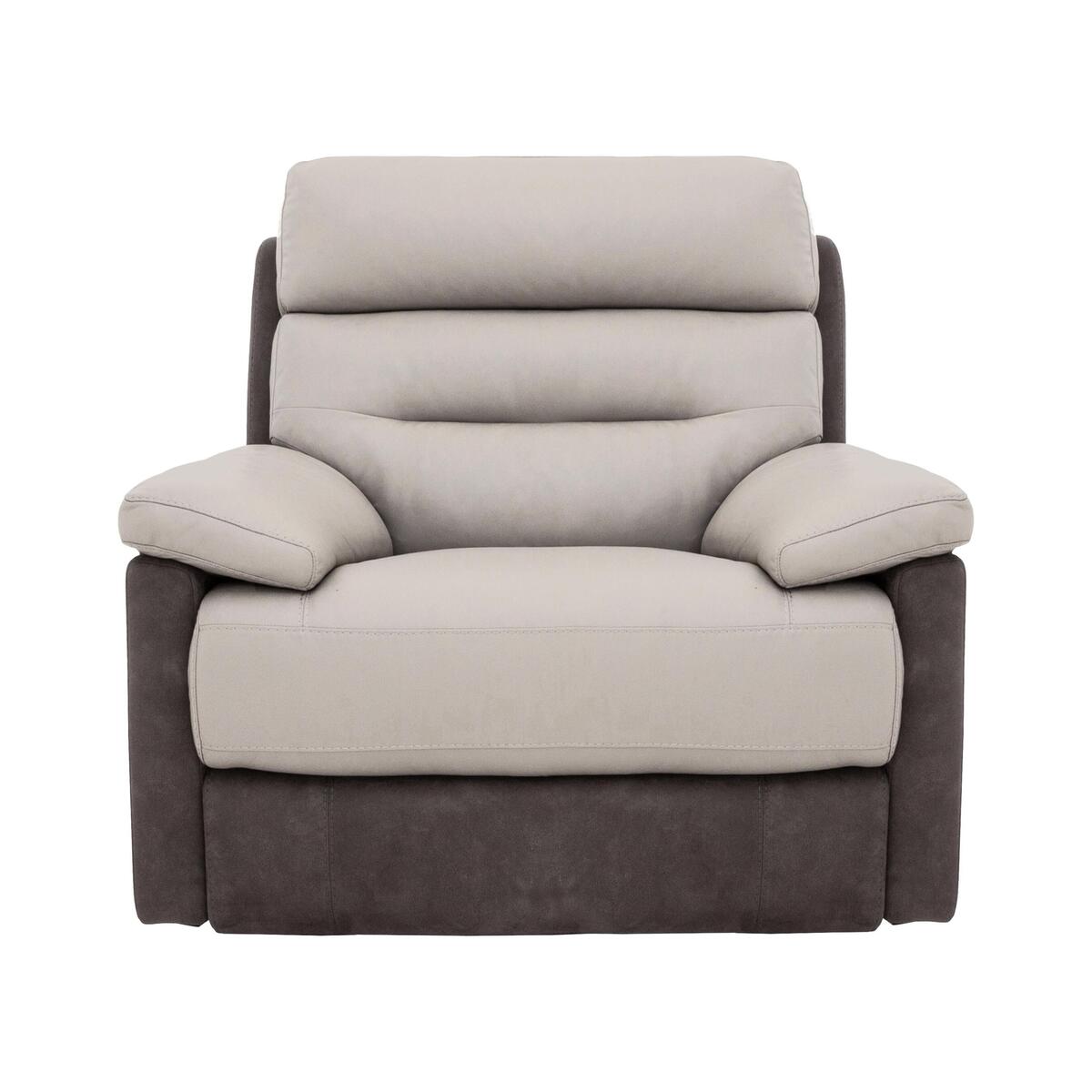 Dual Fabric and Leather Mix Power Recliner Armchair - Grey- World of Leather