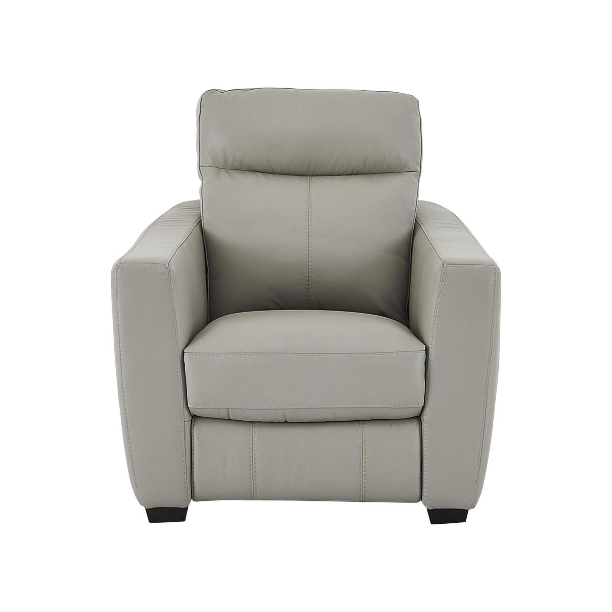 Compact Collection Midi Leather Manual Recliner Armchair - Grey- World of Leather