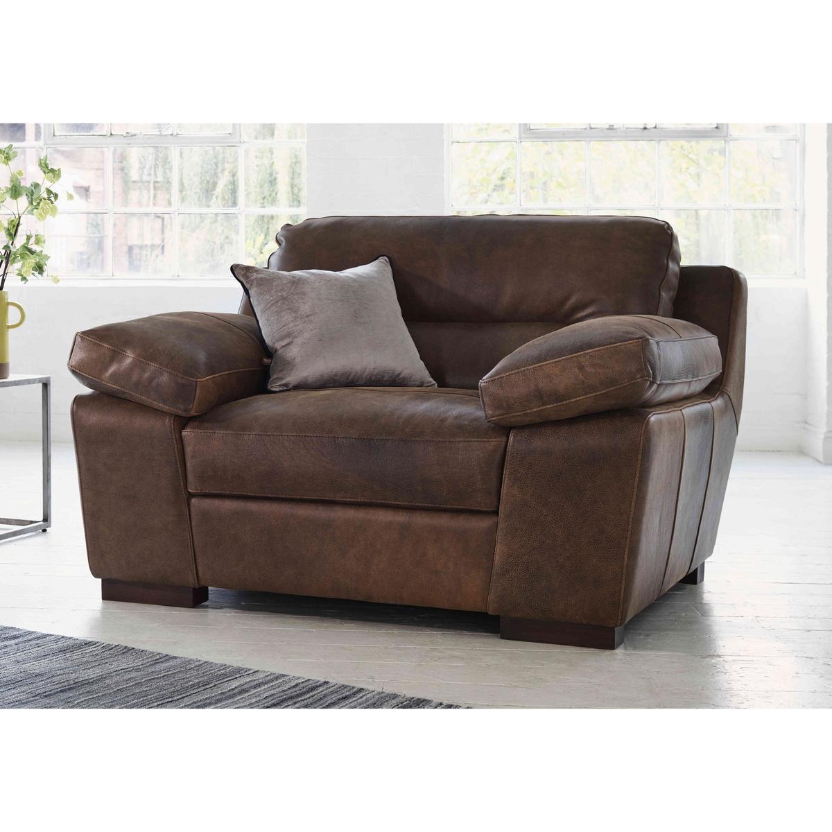 Alessia Leather Snuggler Armchair - Brown - By Furniture Village – image 3