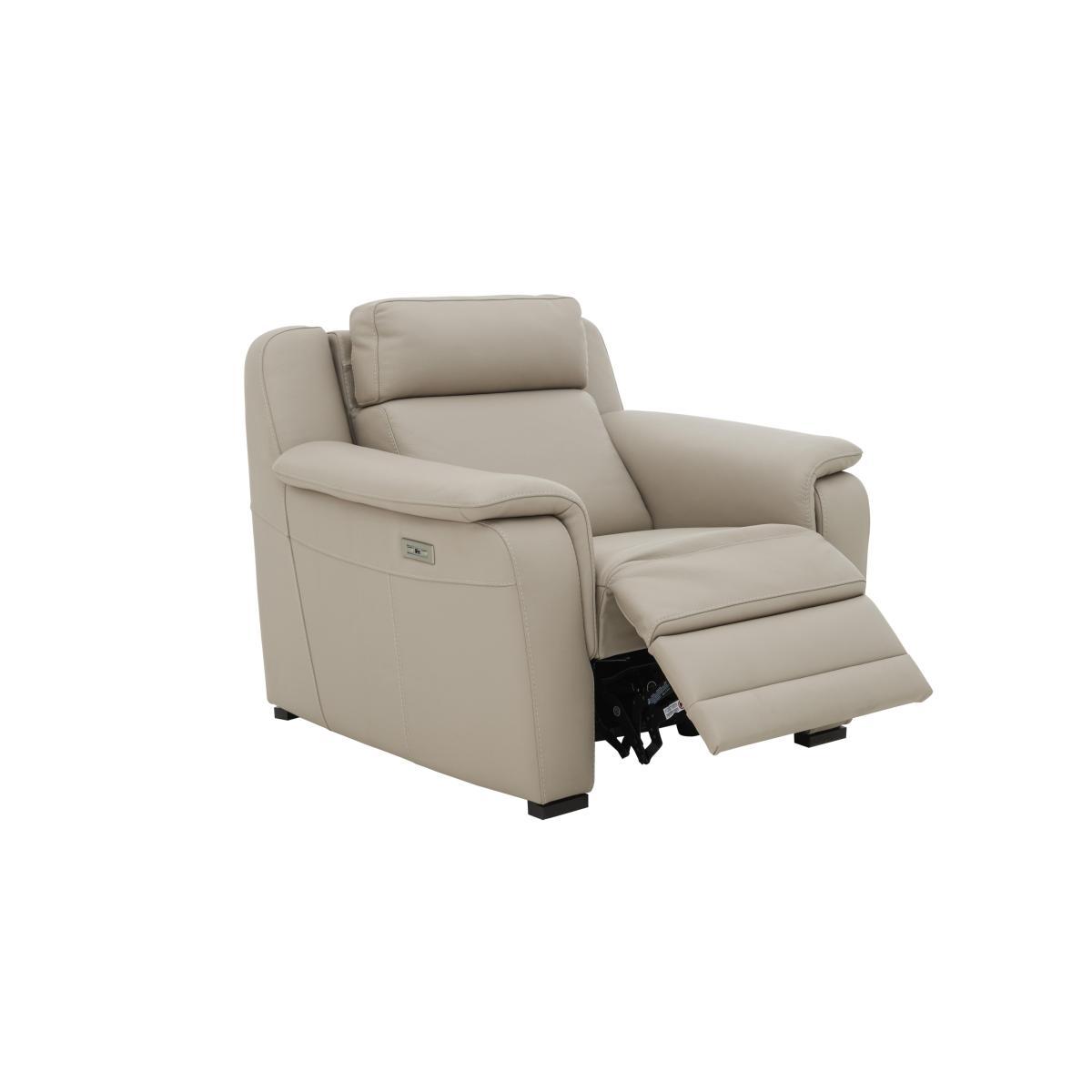 Nicoletti - Matera Leather Power Recliner Armchair with Pad Arm - Beige – image 5