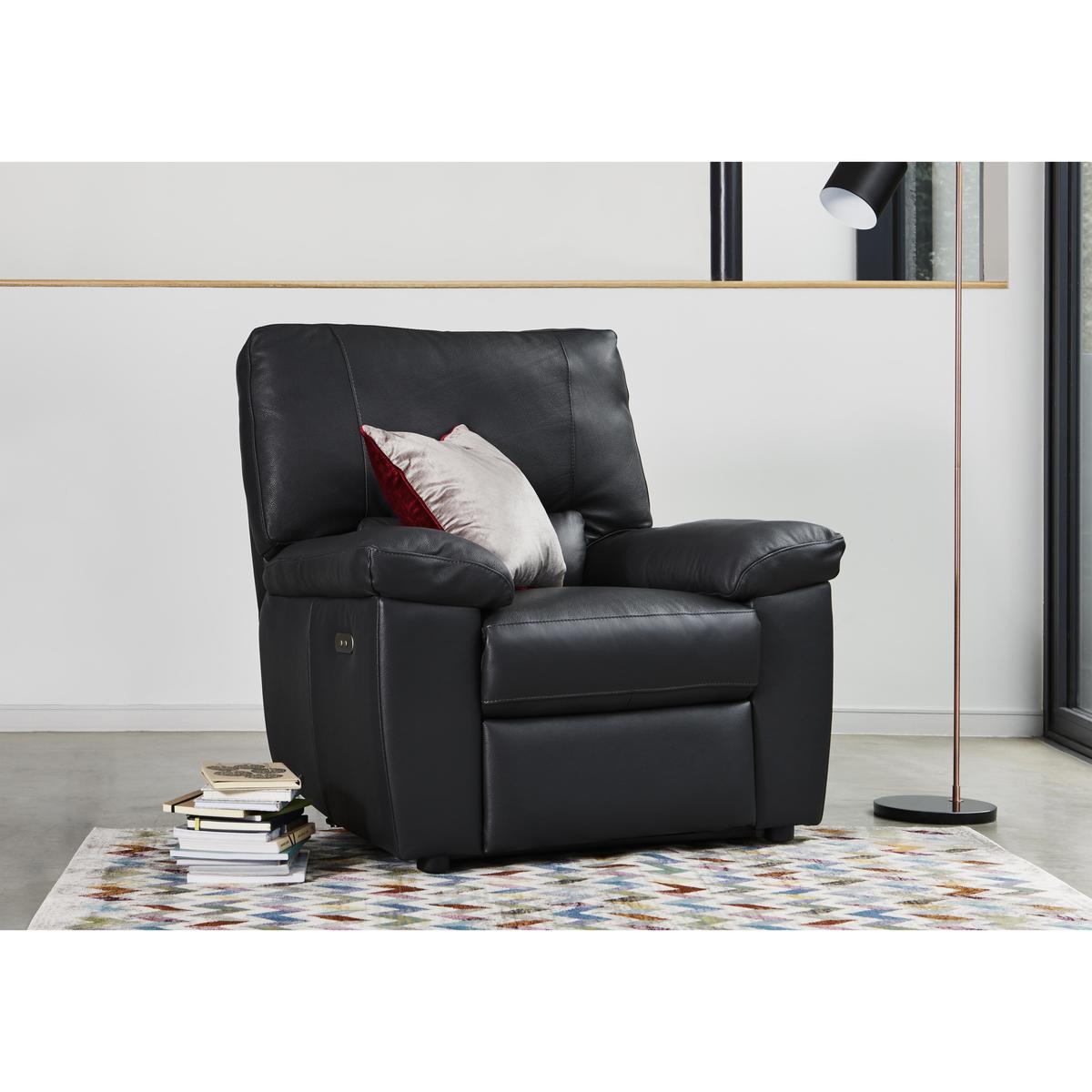 Lazio Leather Recliner Armchair - Beige - By Furniture Village – image 2
