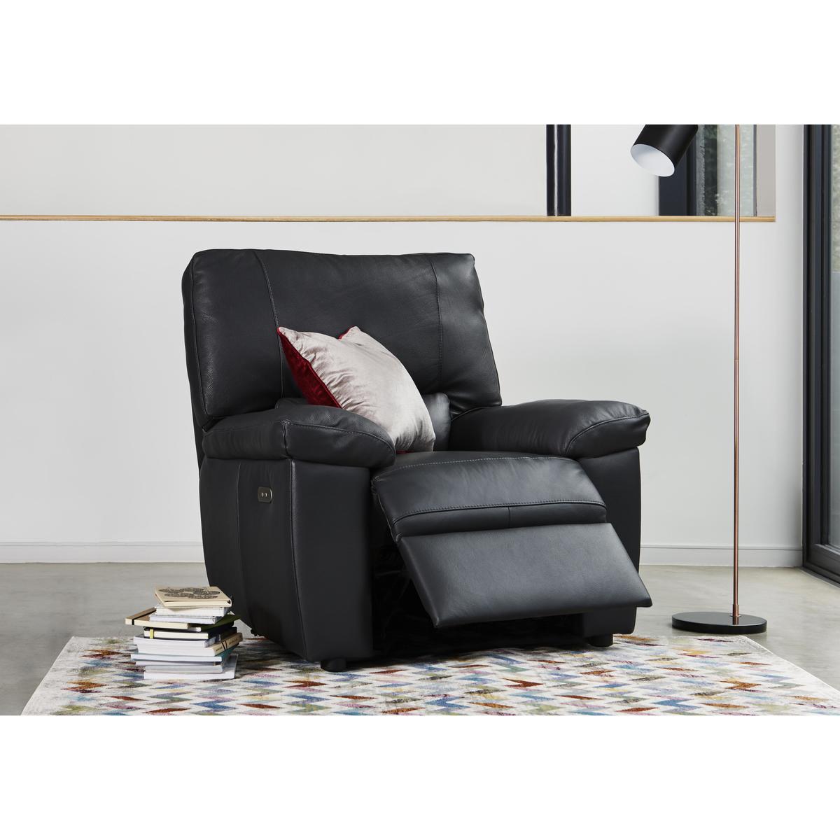 Lazio Leather Recliner Armchair - Beige - By Furniture Village – image 3