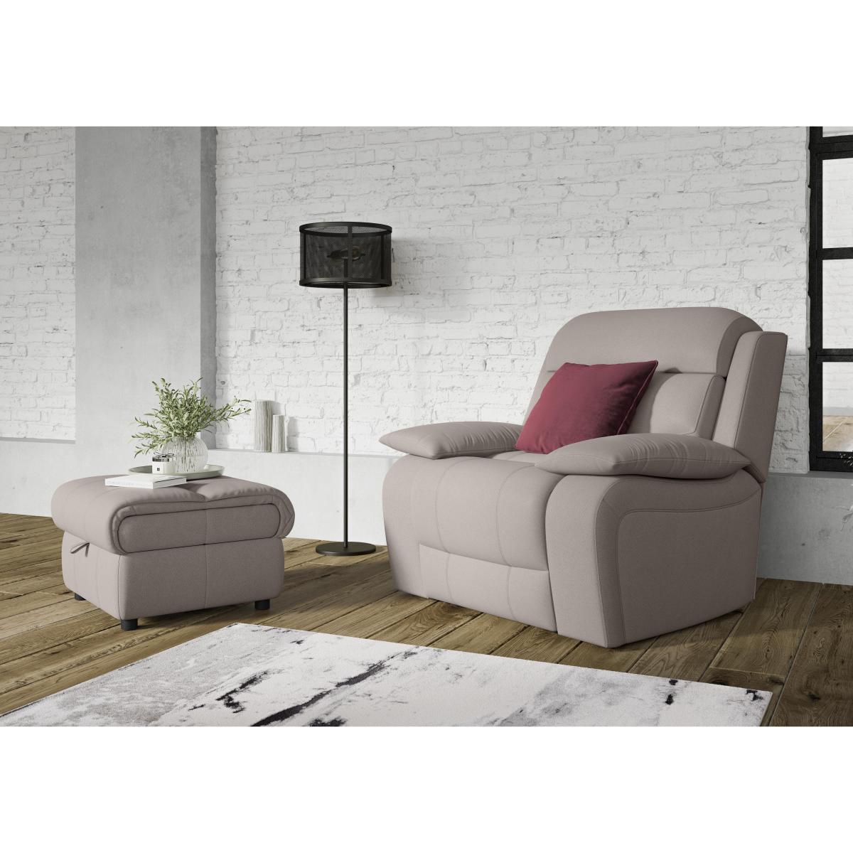Moreno Fabric Power Recliner Armchair with Power Headrest - Cream – image 2