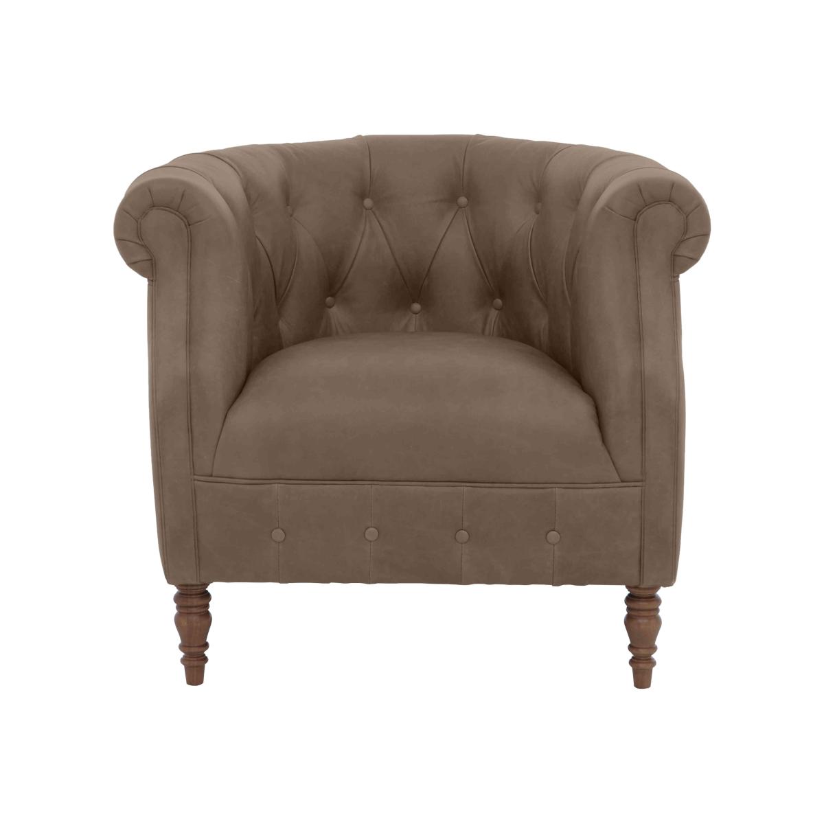 Alexander and James - Chesterfield Collection Calvin Leather Chair - Case Taupe - Dark Feet