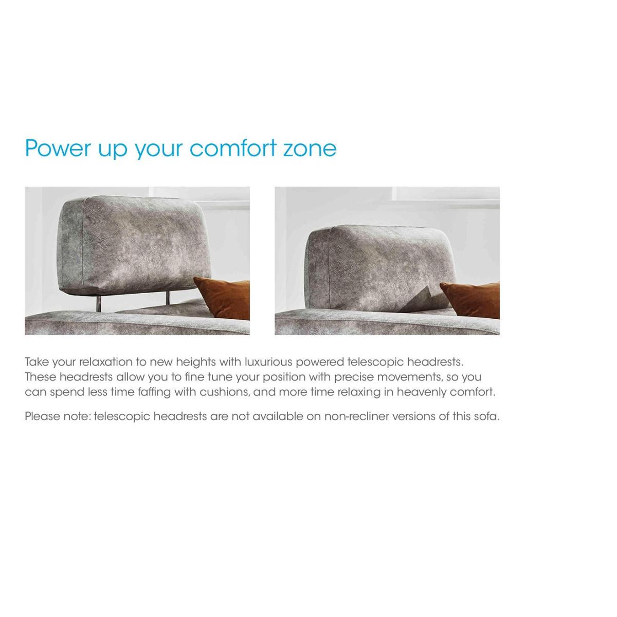 Adama Leather Power Recliner Armchair with Telescopic Headrest - Grey- World of Leather – image 4