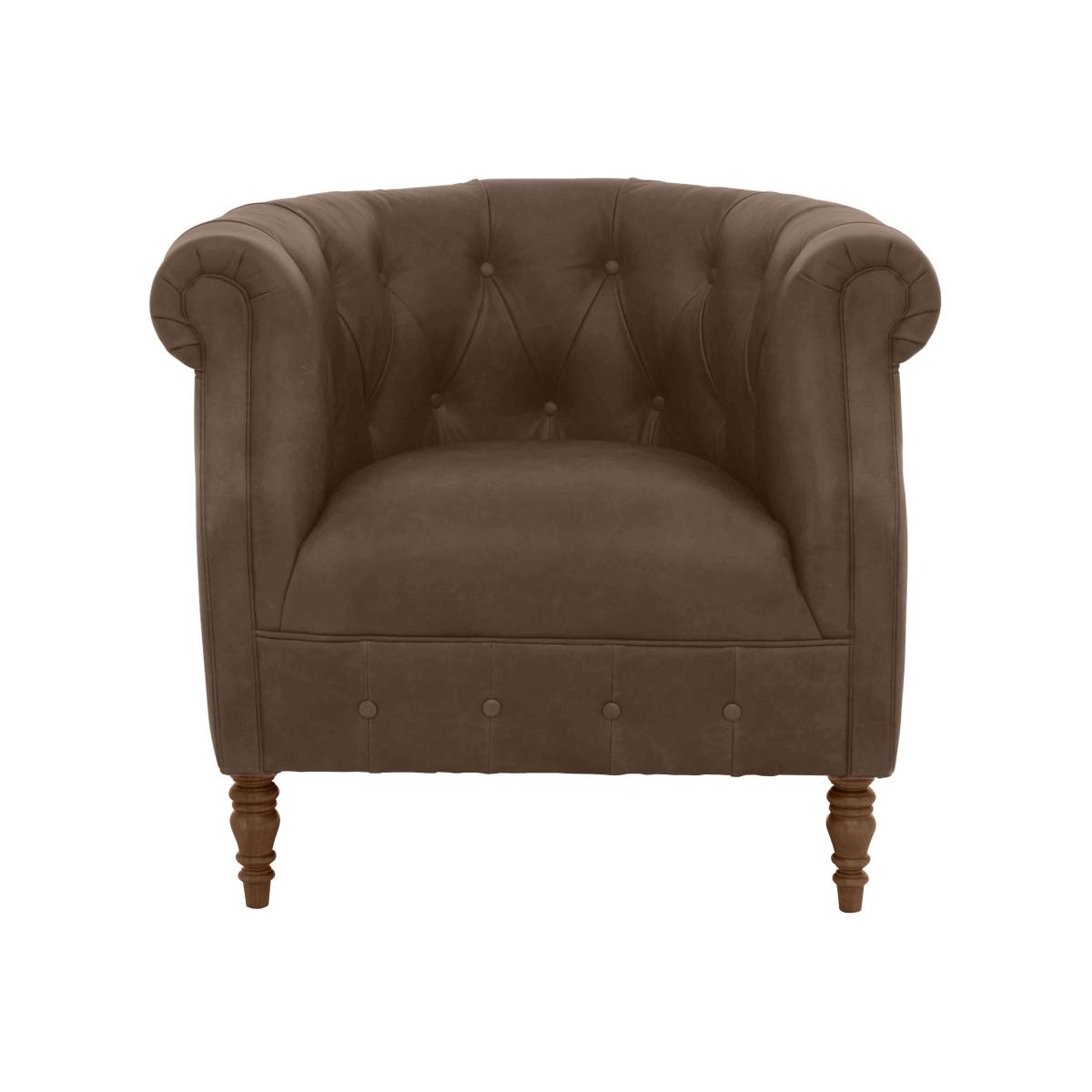 Alexander and James - Chesterfield Collection Calvin Leather Chair - Satchel Biscotti - Dark Feet
