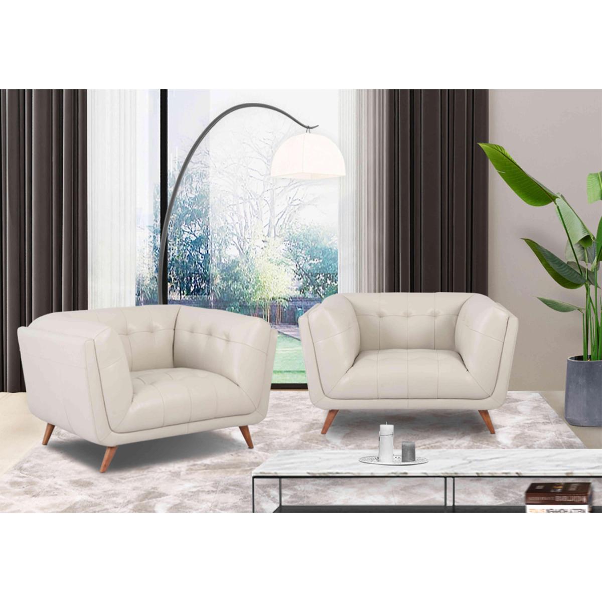 Rene Leather Cuddler Sofa - Brown – image 2