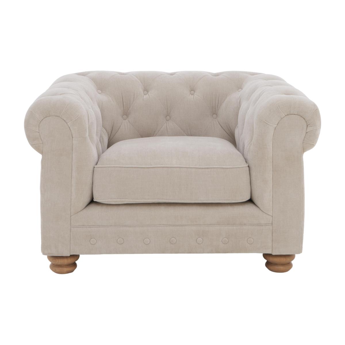 Alexander and James - Chesterfield Collection Hugo Fabric Chair - Chamonix Linen - Oak Feet