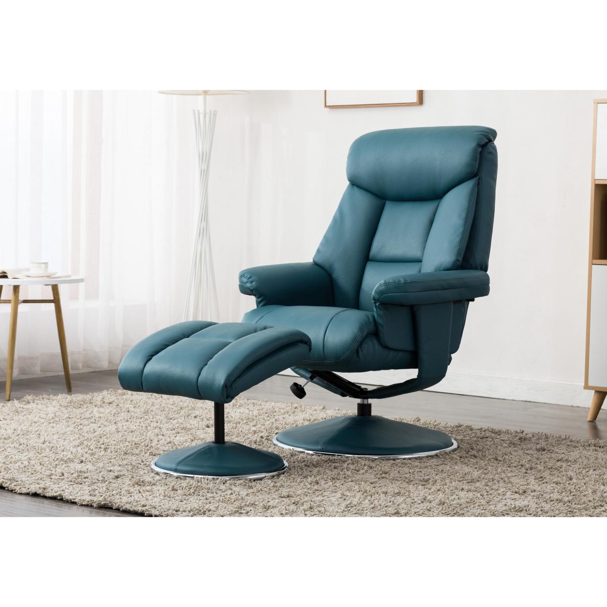 Bruges Faux Leather Swivel Recliner Chair and Footstool – image 2
