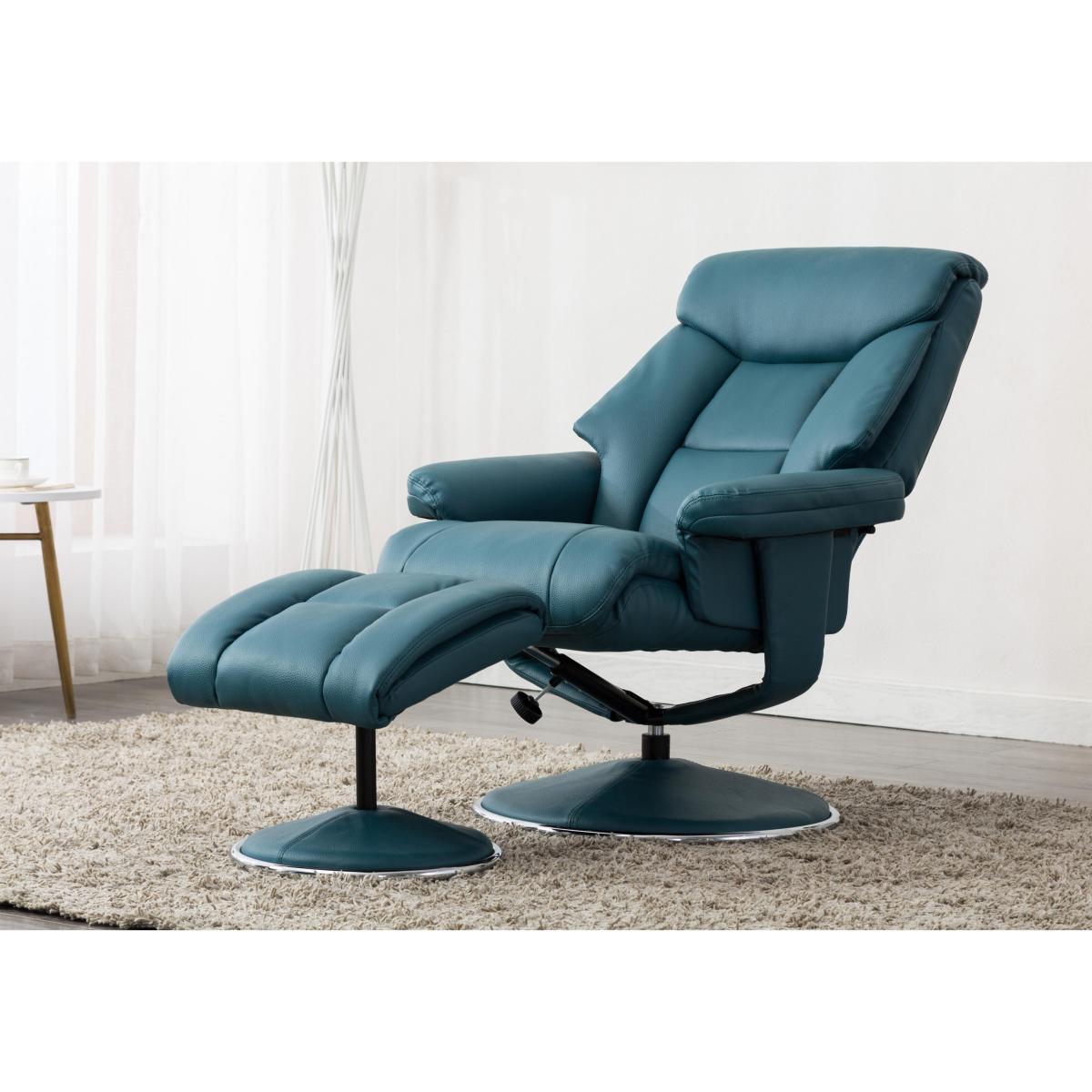 Bruges Faux Leather Swivel Recliner Chair and Footstool – image 3
