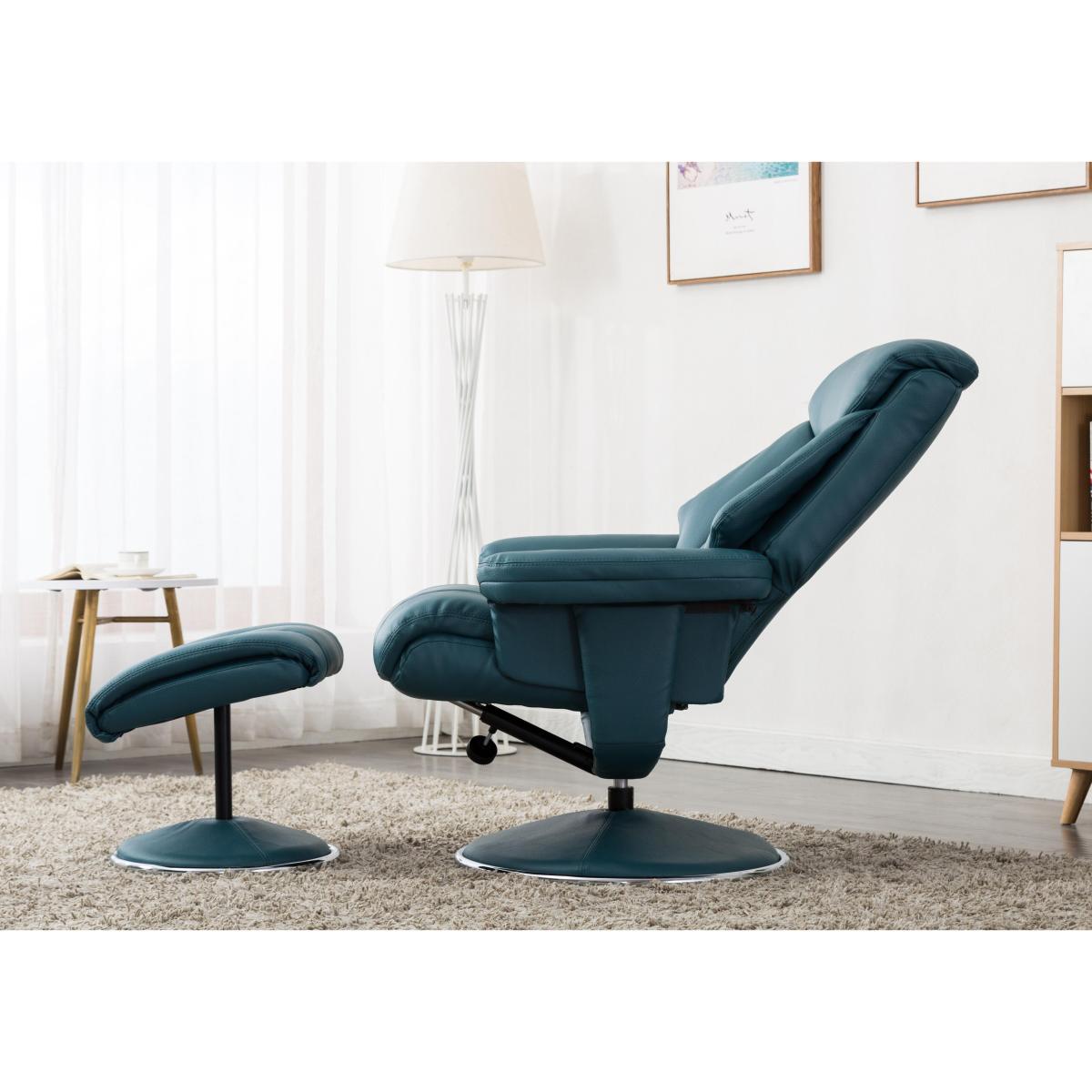Bruges Faux Leather Swivel Recliner Chair and Footstool – image 4