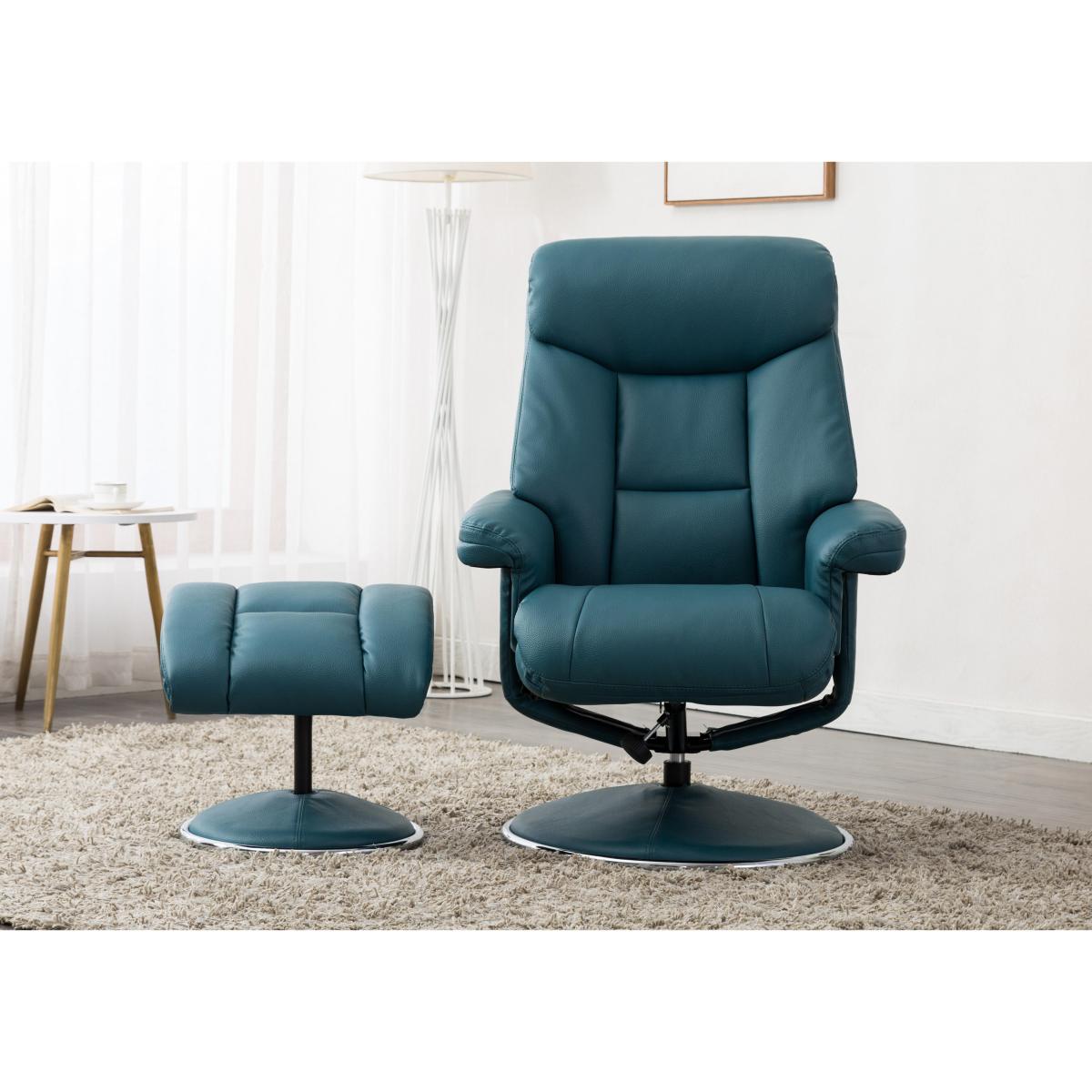 Bruges Faux Leather Swivel Recliner Chair and Footstool – image 5