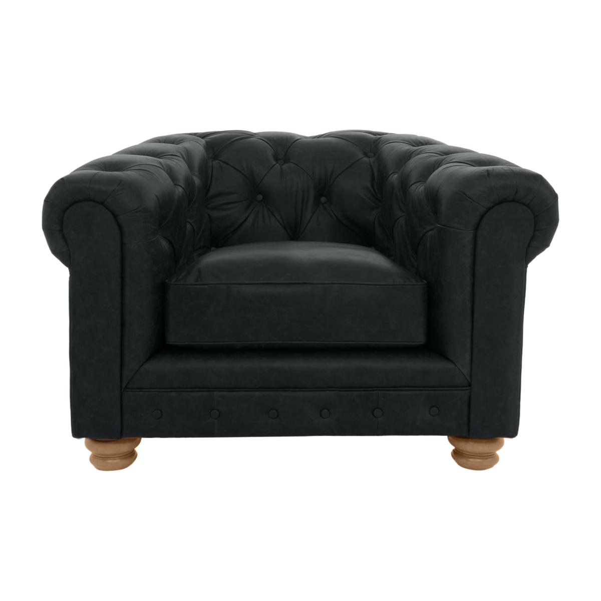 Alexander and James - Hugo Leather Chesterfield Chair - Indigo - Oak Feet