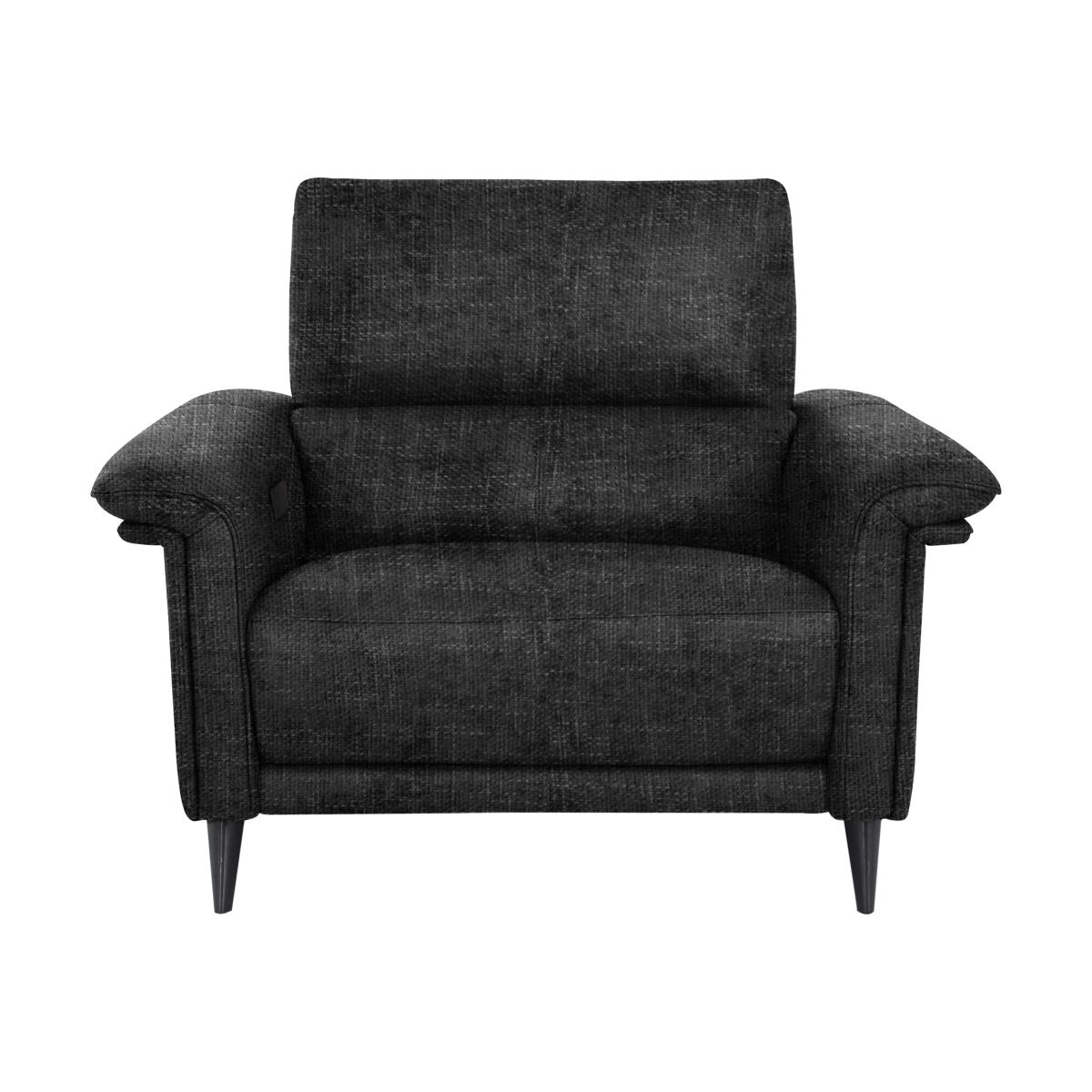 Domicil - Huxley Fabric Power Recliner Chair with Telescopic Headrest - Black Mica