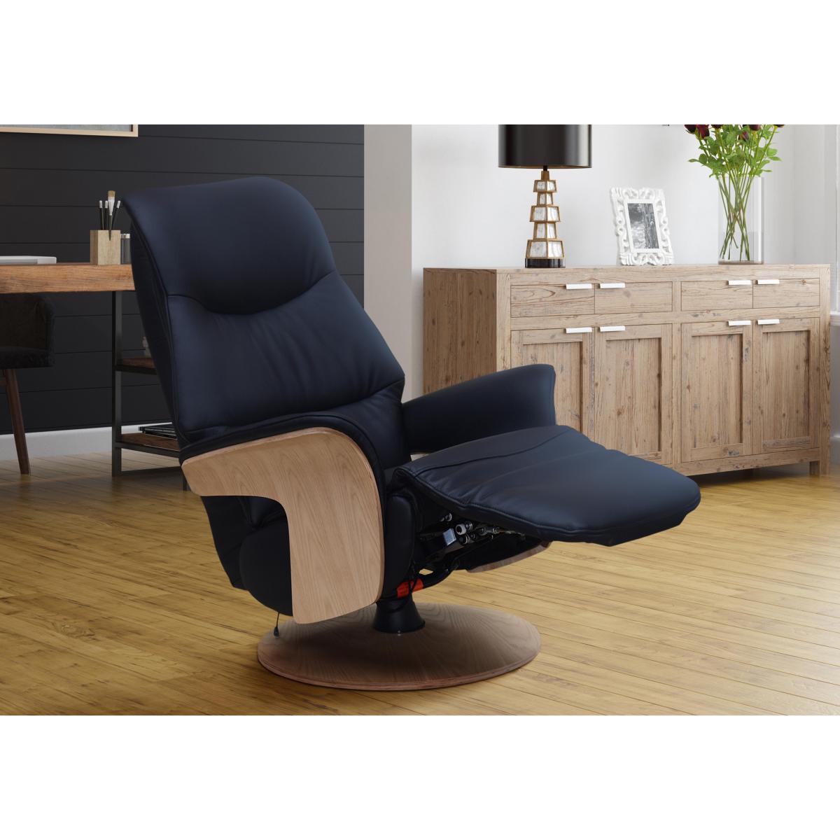 Olaf Leather Look Swivel Recliner Chair – image 2