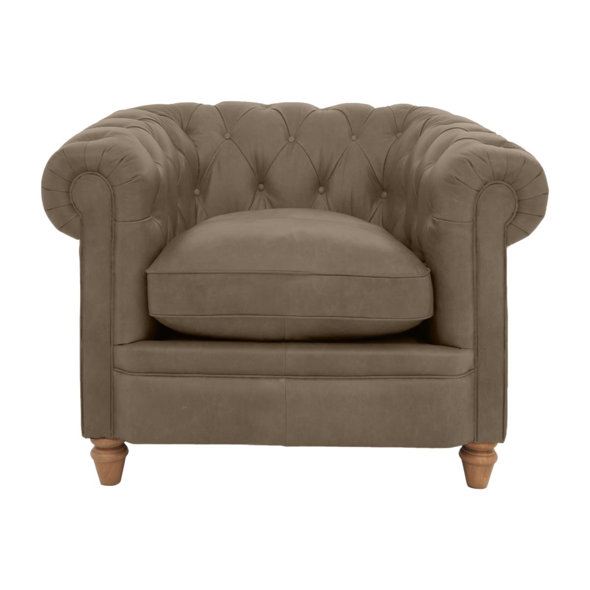 Alexander and James - Chesterfield Collection Ralph Leather Chair - Taupe - Oak Feet